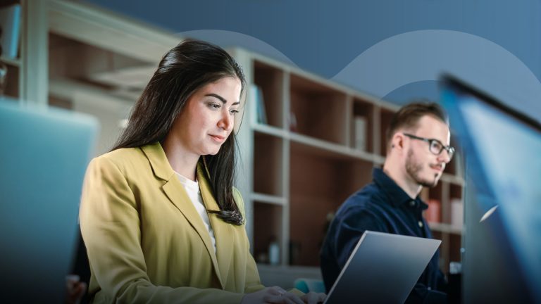 woman on a computer